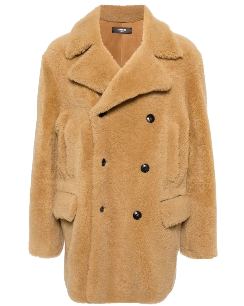 Amiri Doppelreihiger Mantel aus Shearling - Braun Braun
