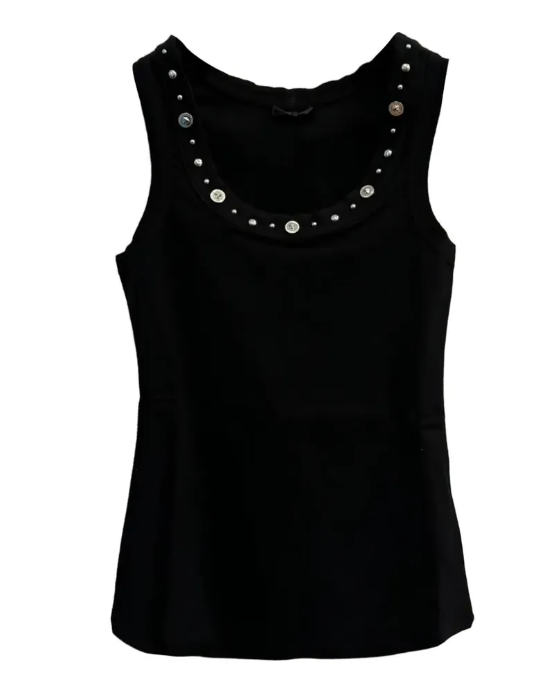 Versace Medusa-plaque studded tank top - Schwarz Schwarz