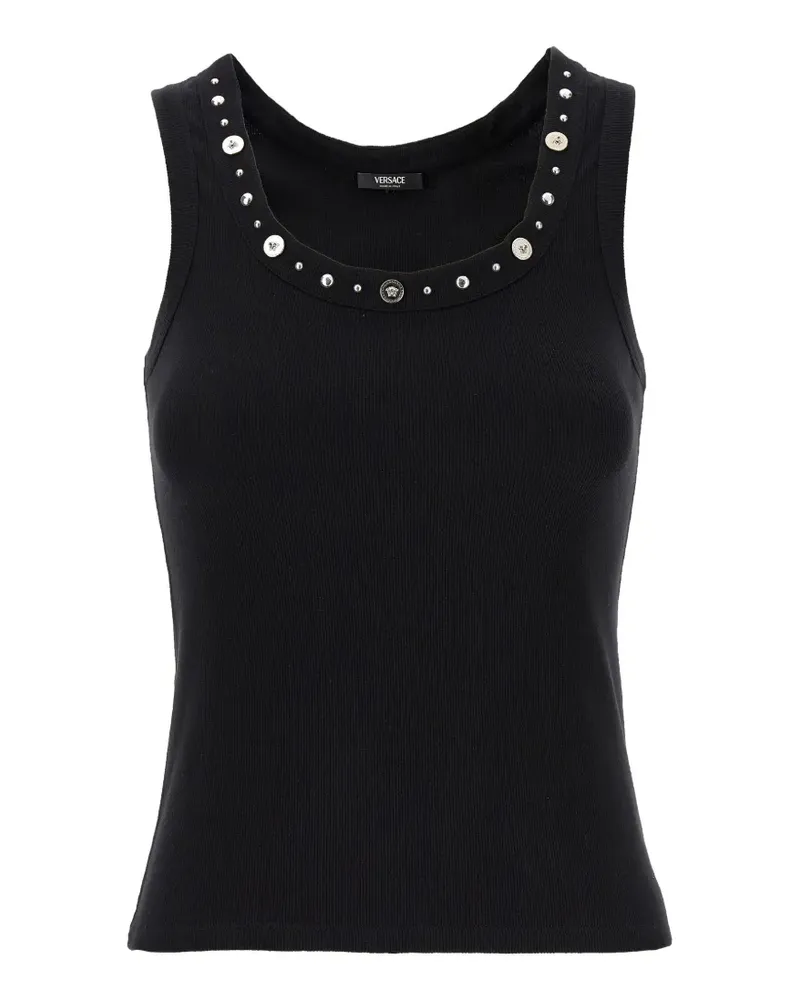 Versace Medusa-plaque studded tank top - Schwarz Schwarz