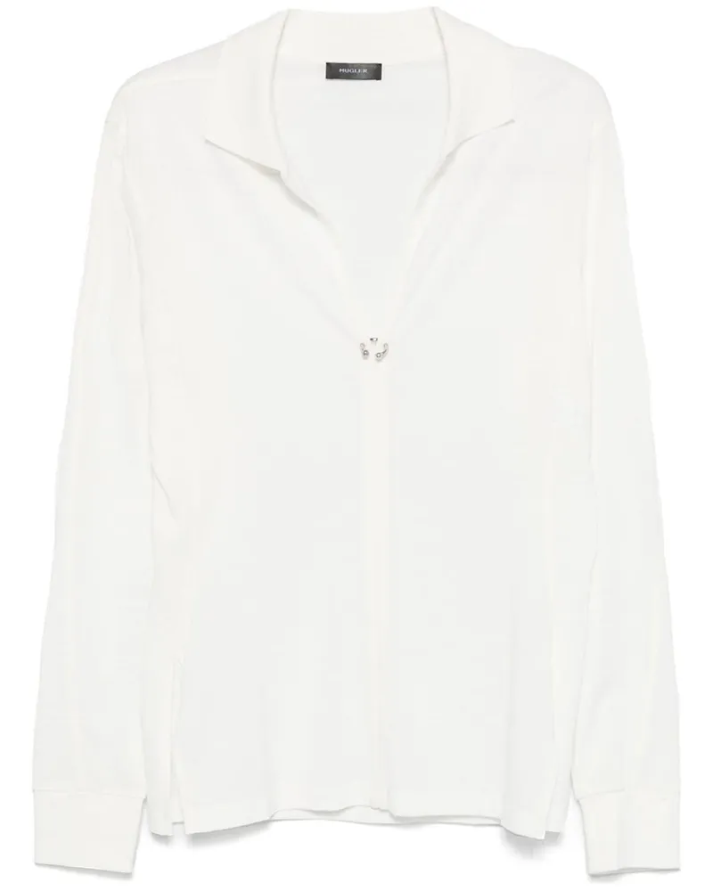 Thierry Mugler Poloshirt mit Piercing - Weiß Weiß