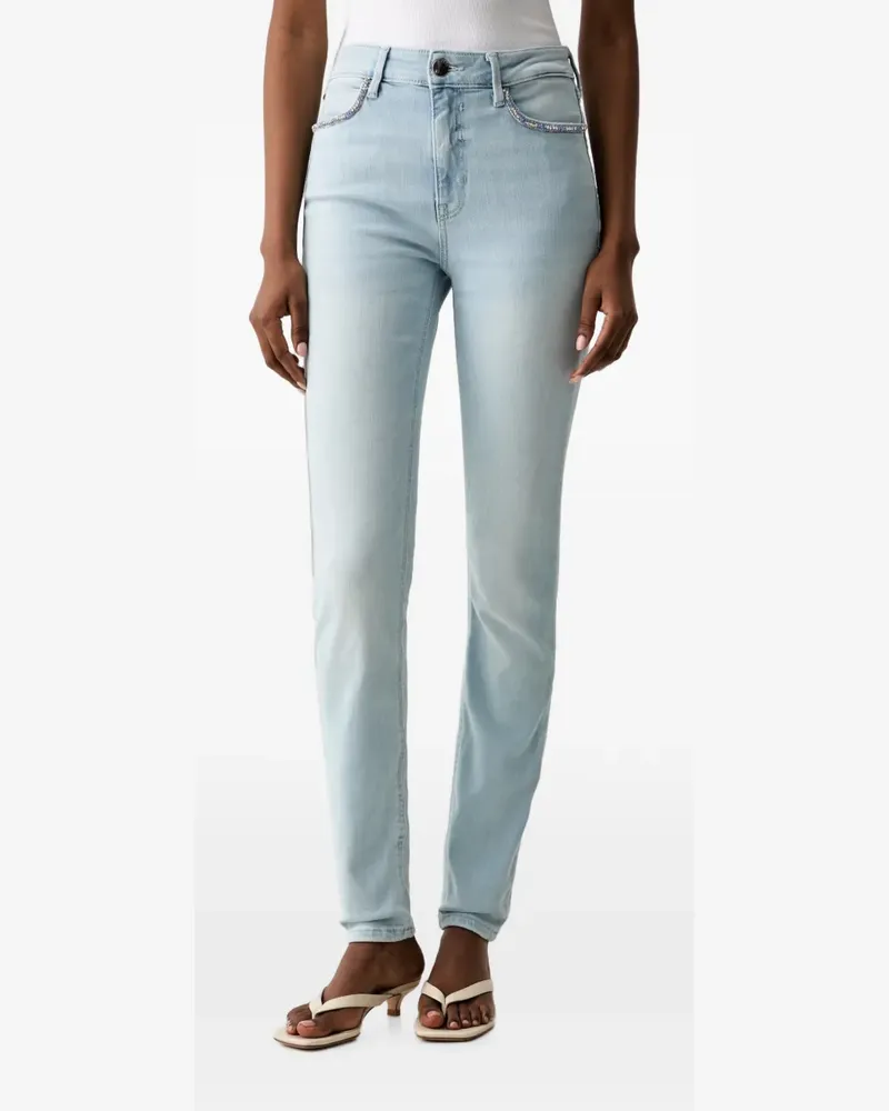 Guess crystal-embellished logo-patch jeans - Blau Blau