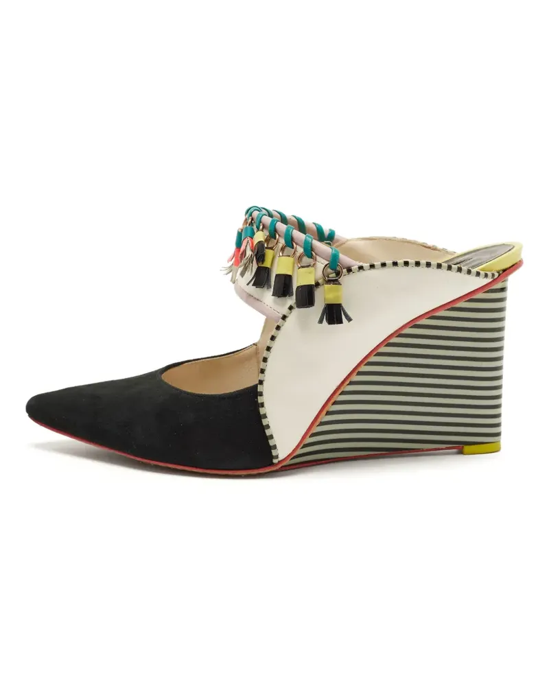 Sophia Webster Wedge-Sandalen mit Quasten - Schwarz Schwarz