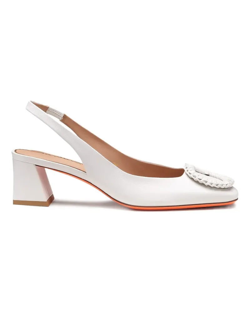 Santoni Slingback-Pumps mit Schnalle - Weiß Weiß