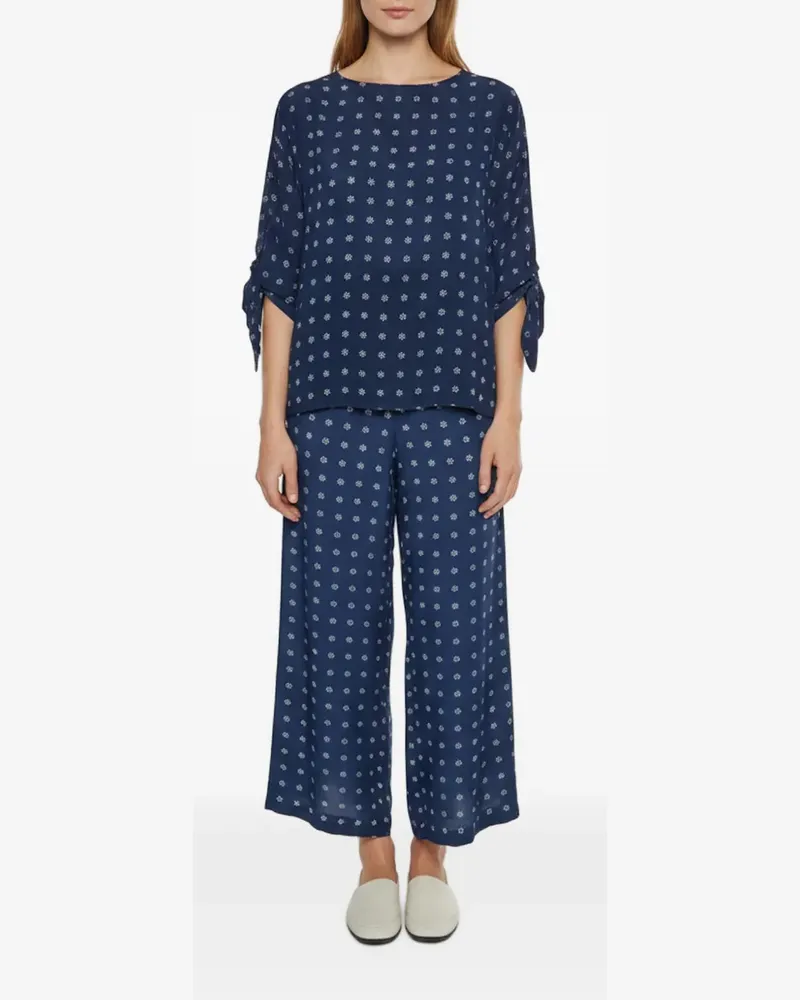 Max Mara motif-print silk blouse - Blau Blau