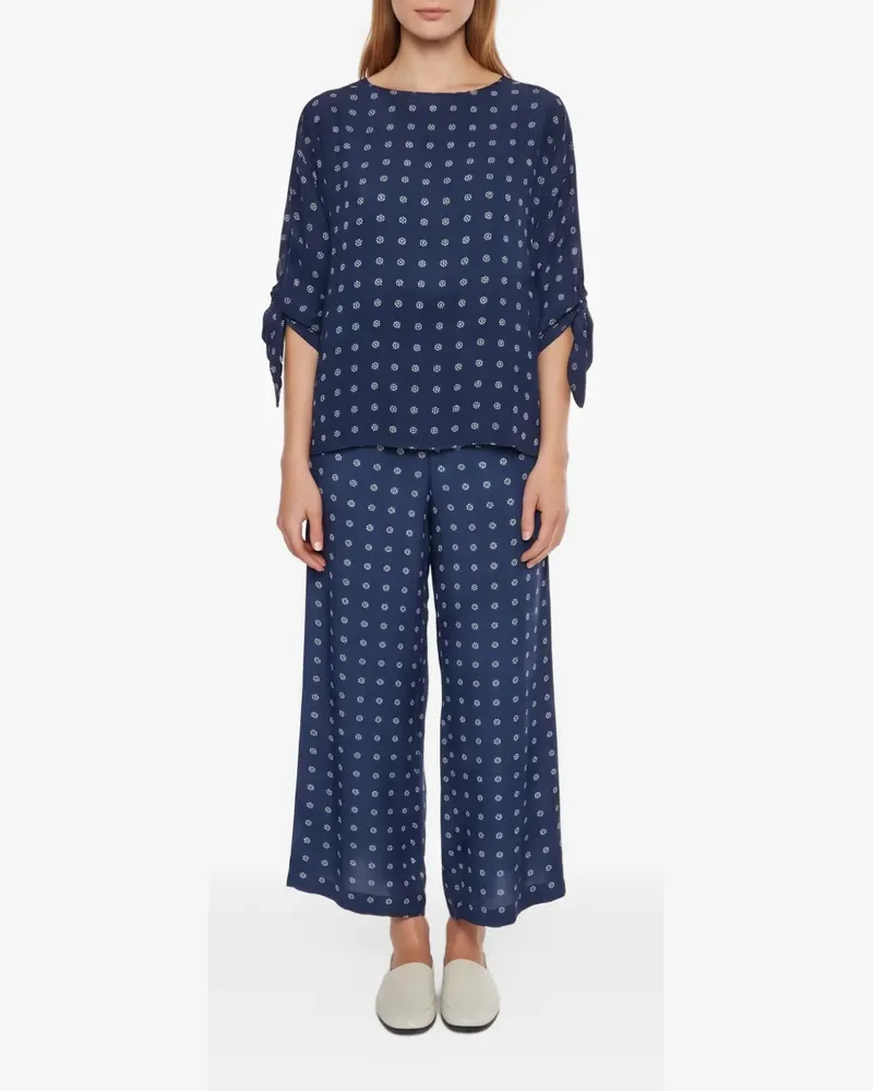 Max Mara Seidenbluse mit Print - Blau Blau