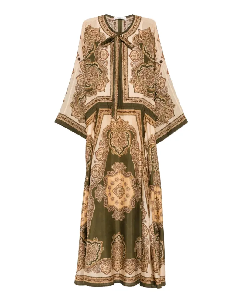 Zimmermann paisley-print pussy-bow midi dress - Grün Grün
