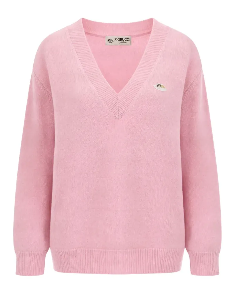 Fiorucci V-neck patch-detail sweater - Rosa Rosa