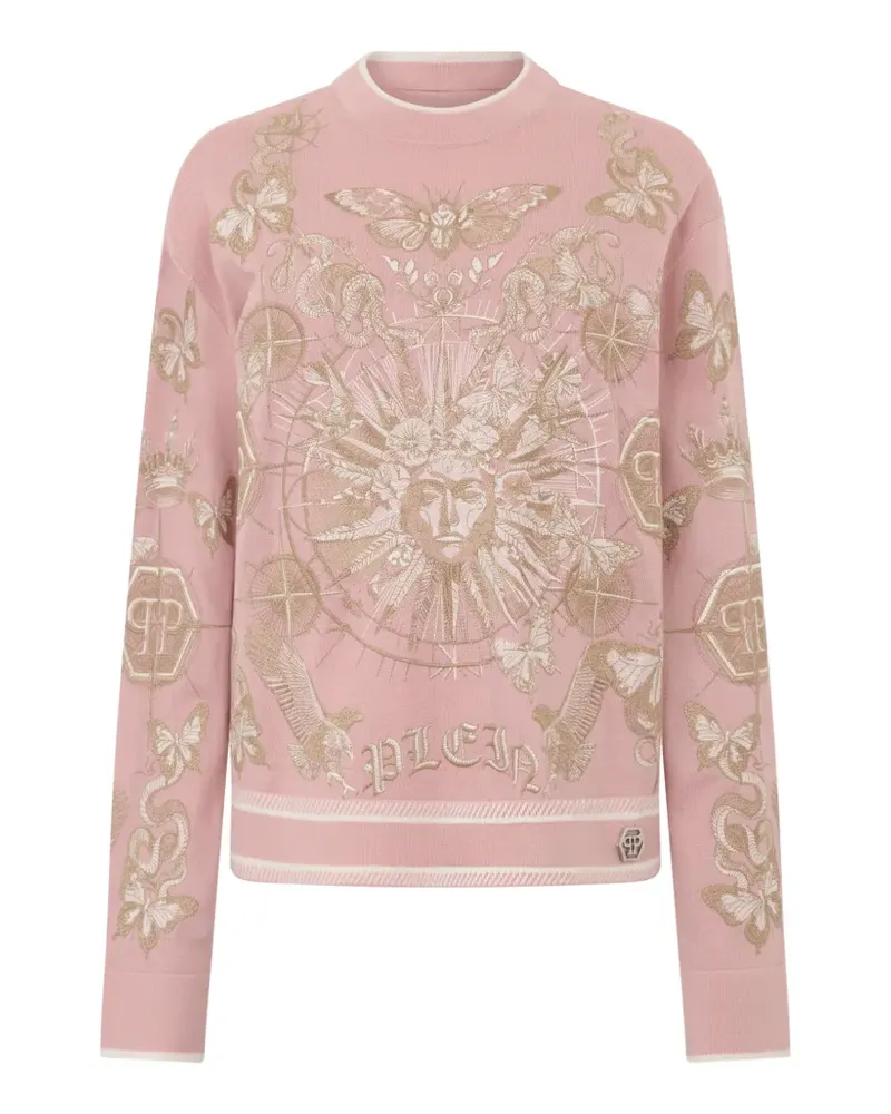 Philipp Plein Bestickter Pullover mit rundem Ausschnitt - Rosa Rosa