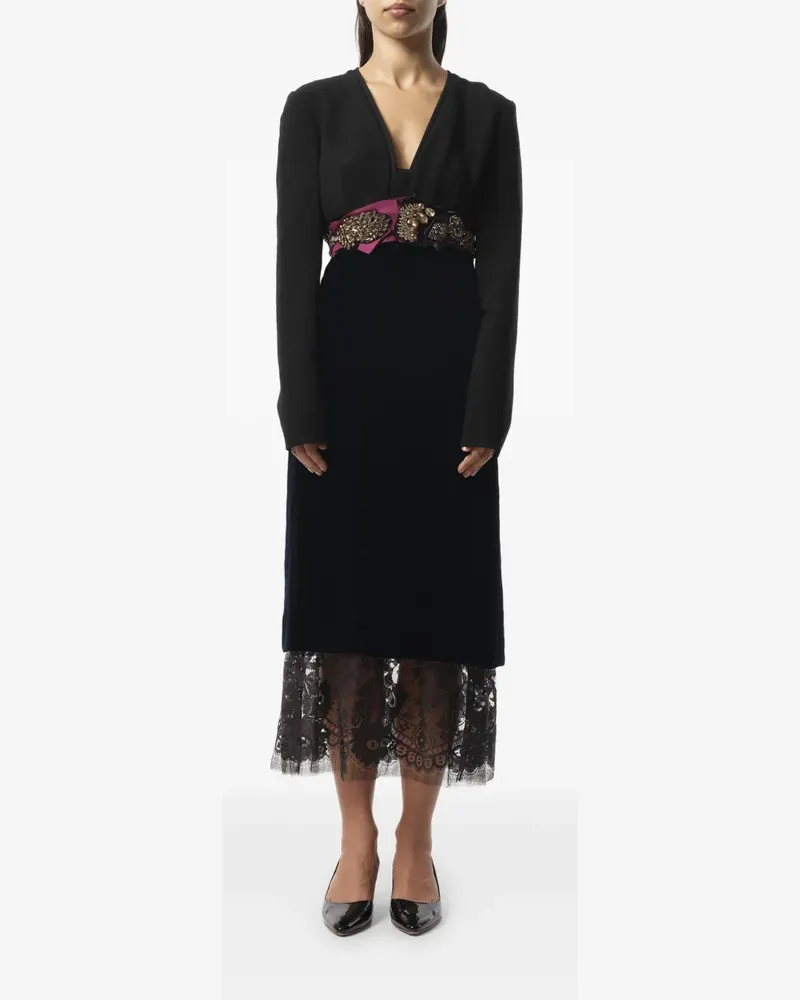 Lanvin Kristallverziertes Kleid mit Spitzenbesatz - Blau Blau