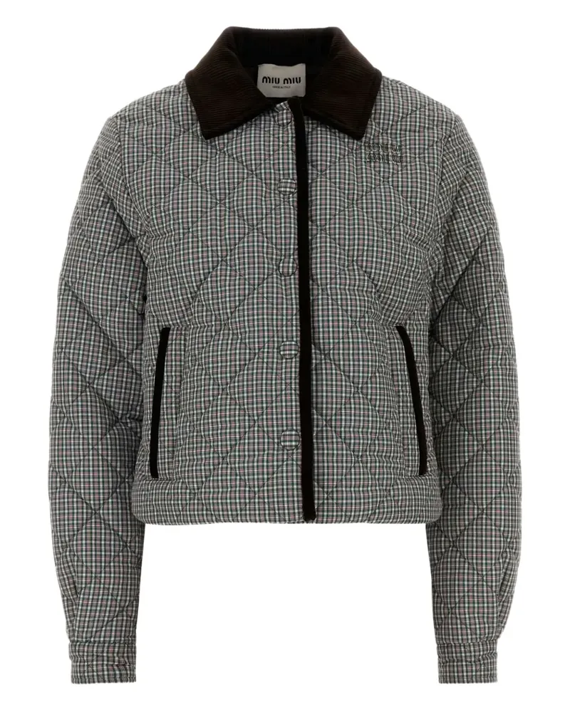 Miu Miu Gesteppte Jacke mit Cordkragen - Grau Grau