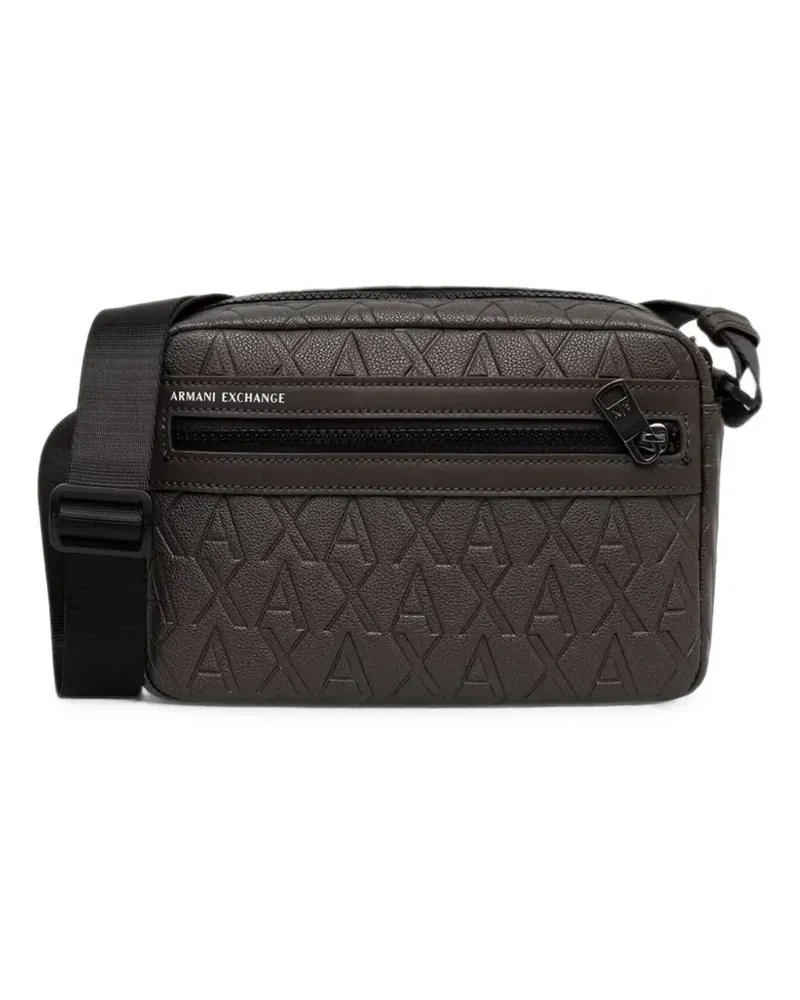 Armani Exchange Kuriertasche mit Monogramm-Prägung - Braun Braun