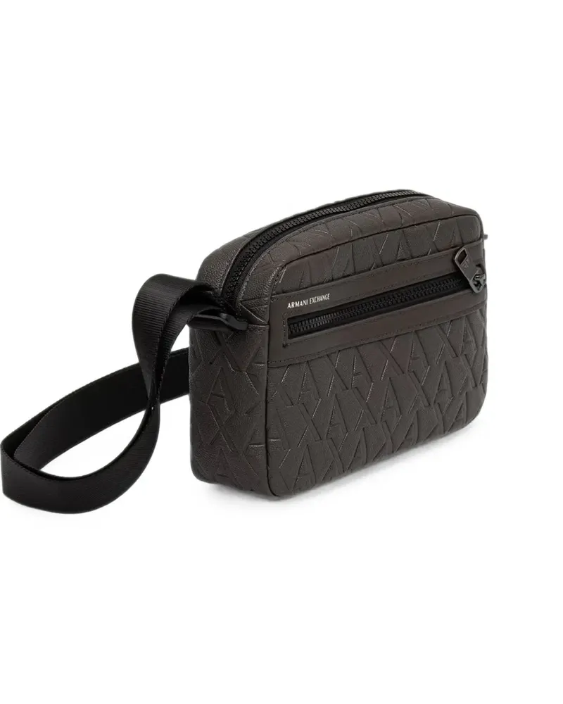 Armani Exchange monogram-debossed messenger bag - Braun Braun