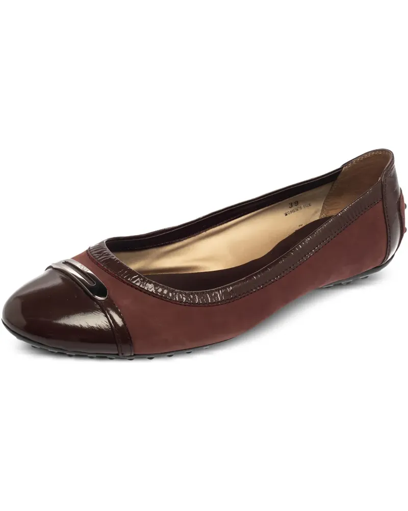 TOD'S Ballerinas aus Wildleder mit Lackbesatz - Braun Braun