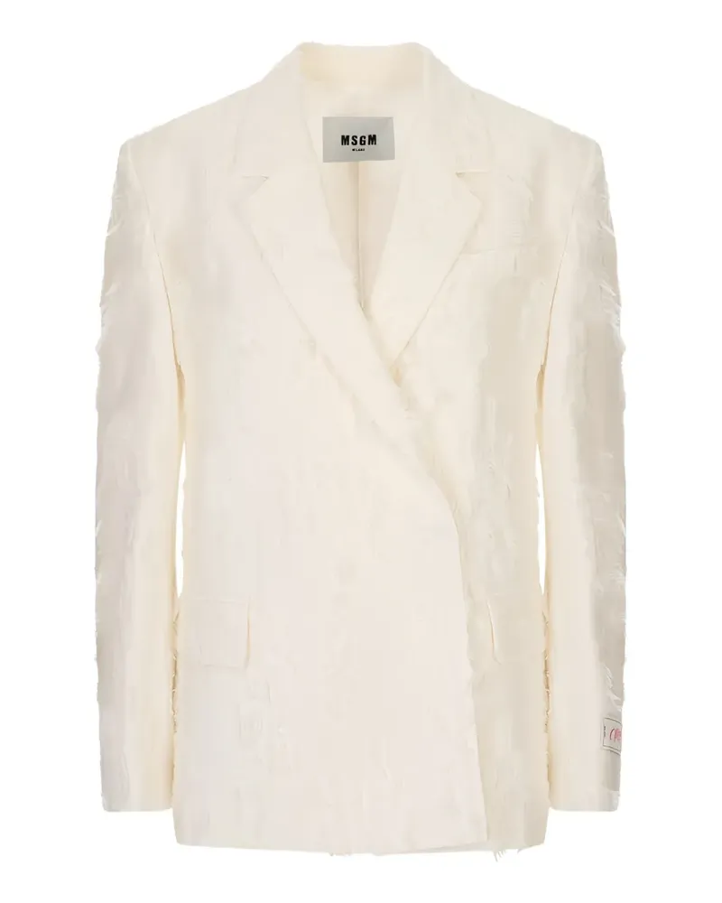MSGM frayed double-breasted jacket - Nude Nude
