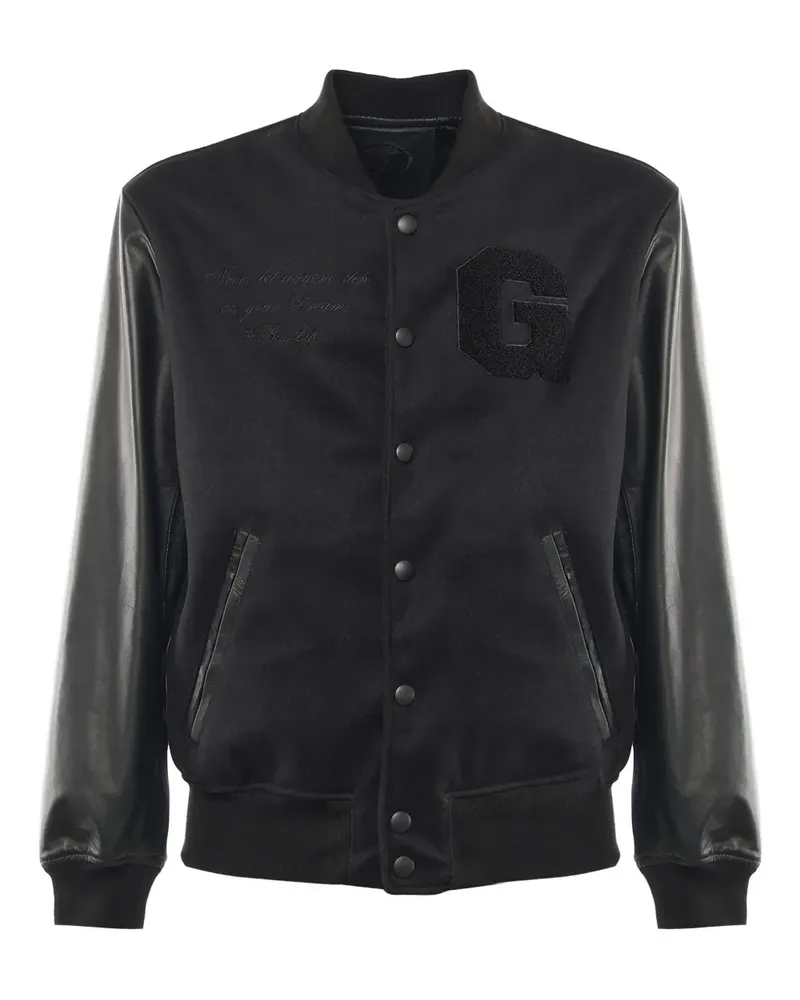 Giuliano Galiano Varsity leather-sleeve button jacket - Schwarz Schwarz