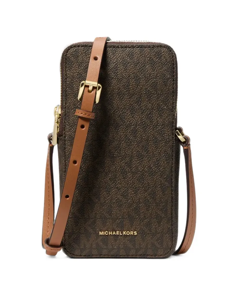 Michael Kors Jet Set small pebbled leather smartphone crossbody bag - Braun Braun