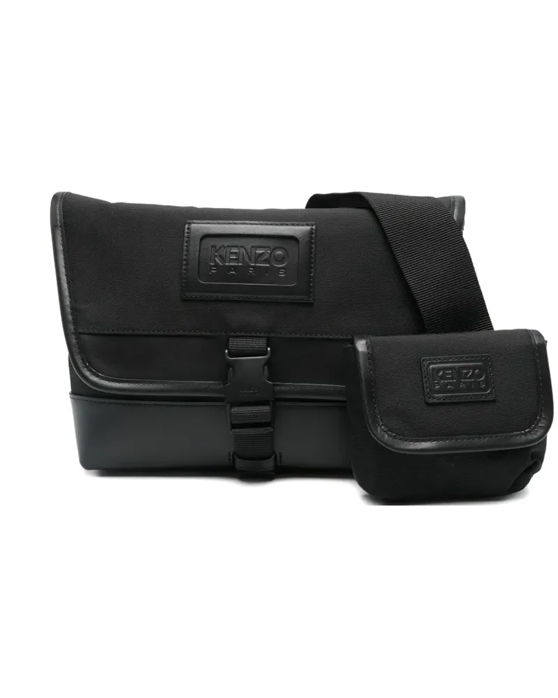 Kenzo Kleine Kommuter Tasche mit Lederbesatz - Schwarz Schwarz