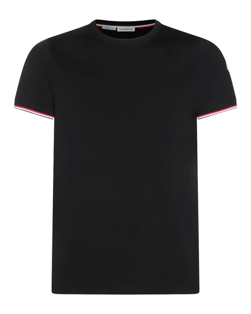 Moncler striped-trim logo-patch t-shirt - Schwarz Schwarz