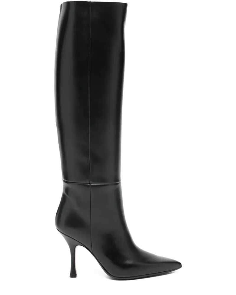 Anna F. 100mm pointed leather boots - Schwarz Schwarz