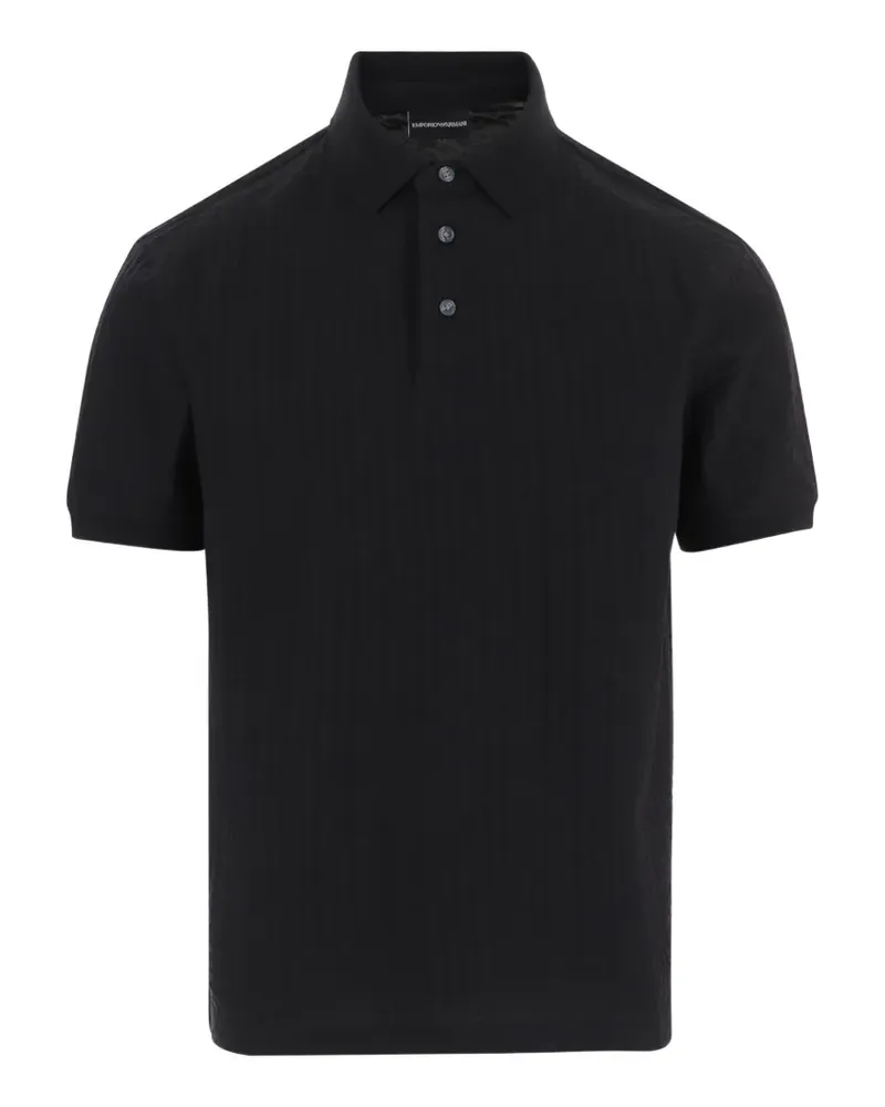 Emporio Armani textured polo shirt - Schwarz Schwarz