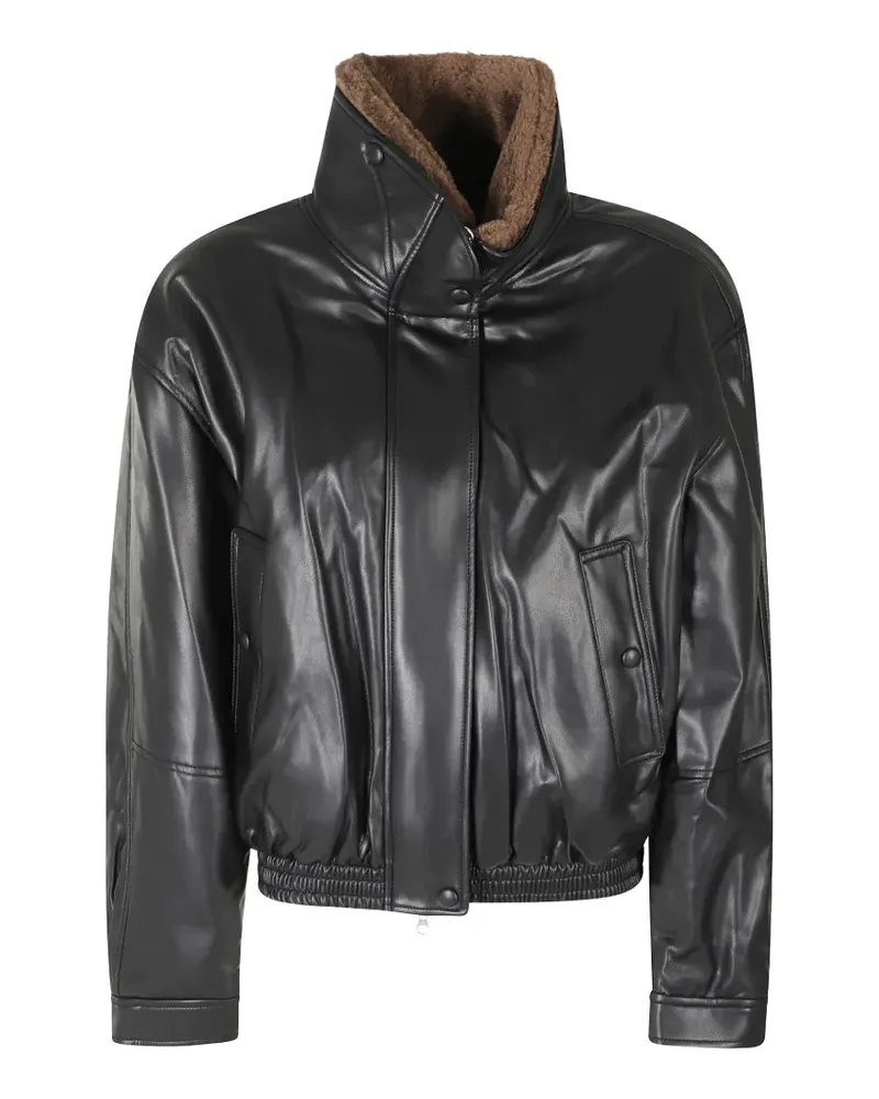 LOW CLASSIC high-neck faux-leather jacket - Schwarz Schwarz
