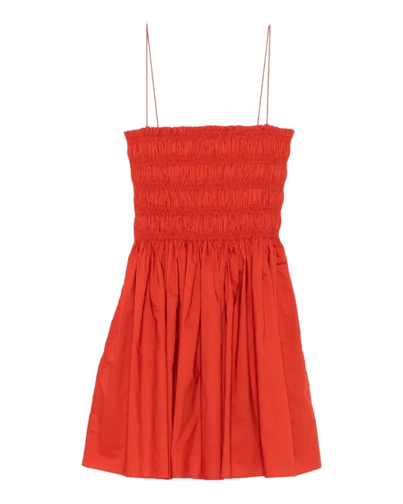 Matteau shirred-bodice spaghetti-straps cotton mini dress - Rot Rot