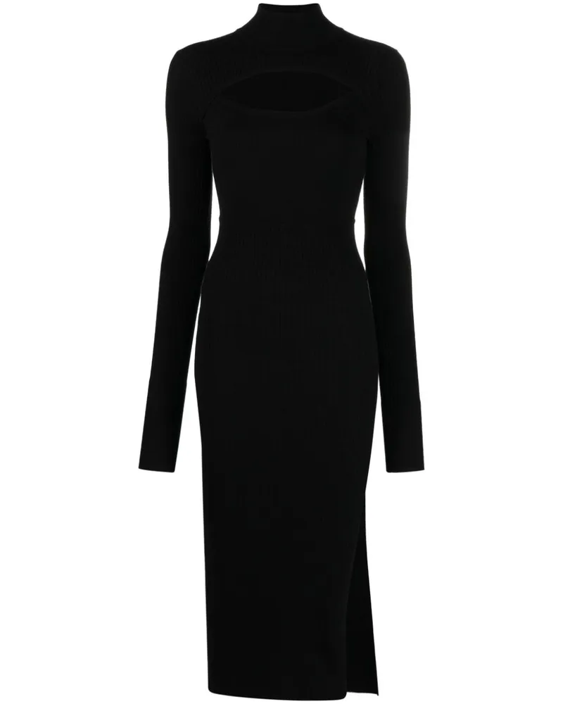 Just Cavalli Geripptes Kleid mit Cut-Outs Schwarz