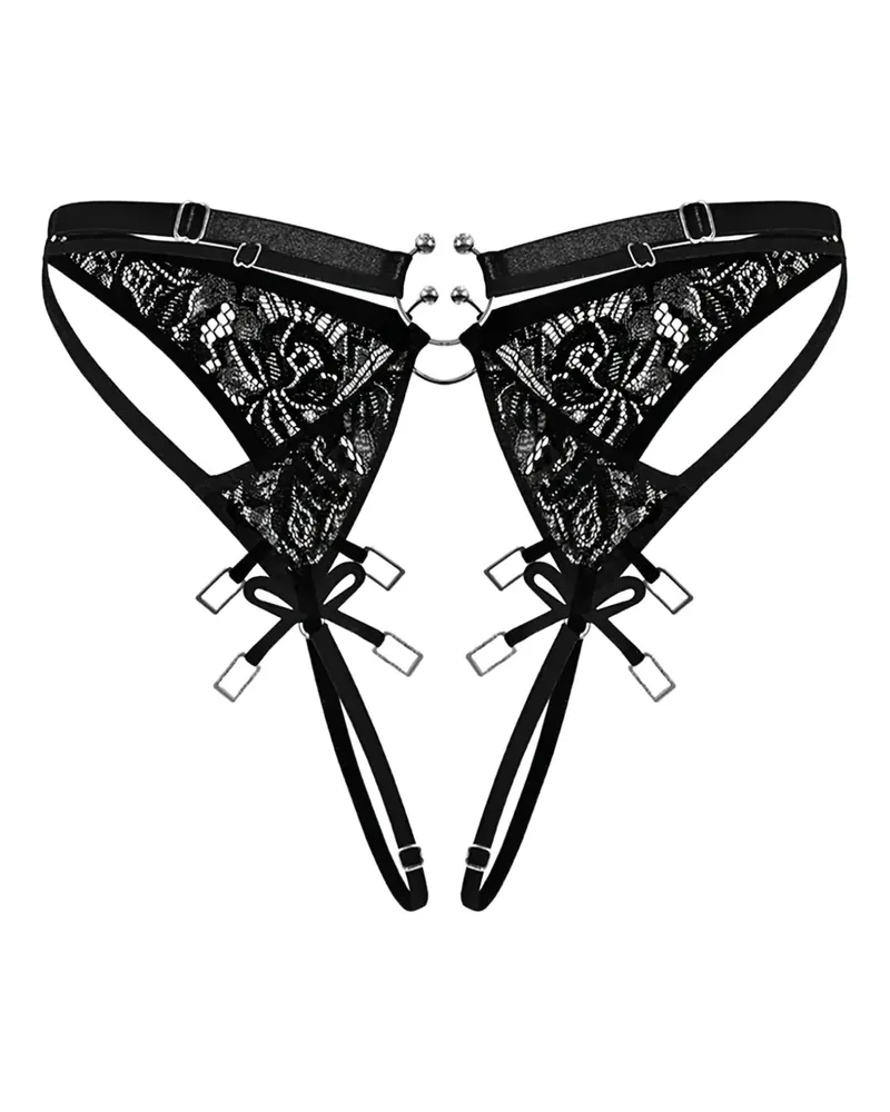 Zhilyova Aurora Slip mit Spitzenring - Schwarz Schwarz