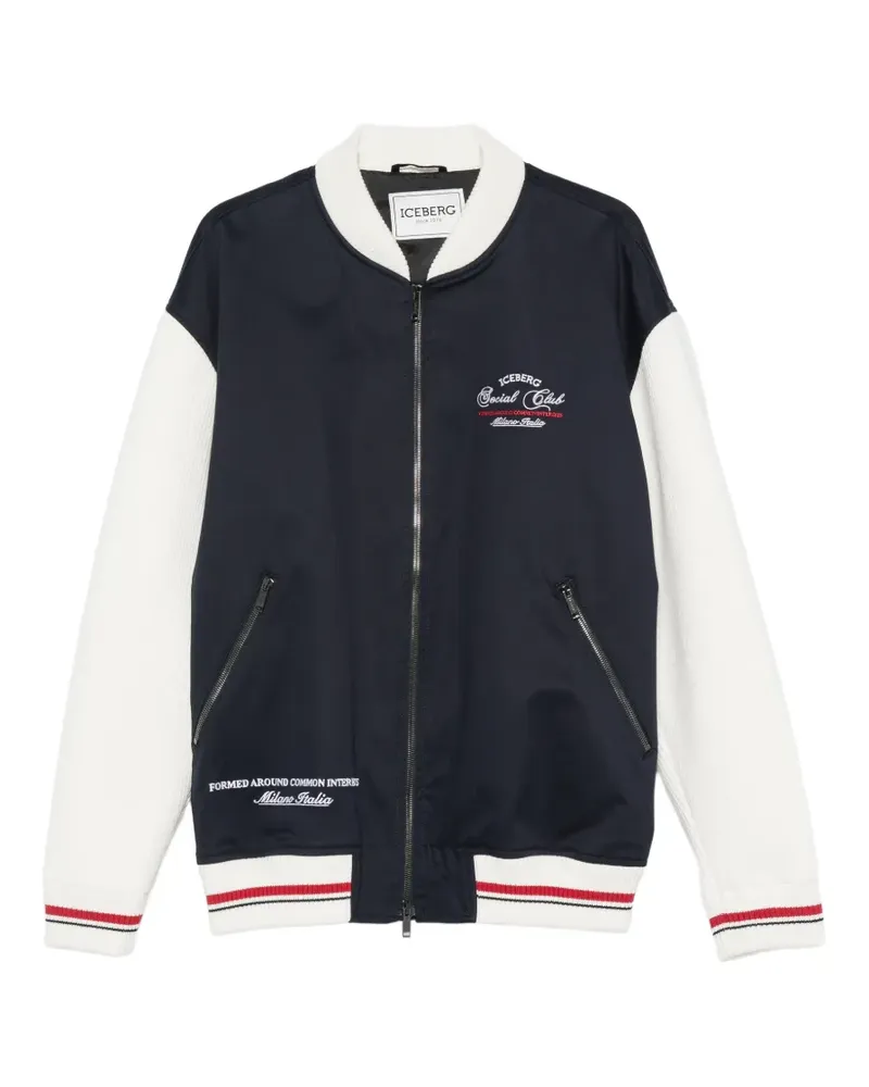 Iceberg logo-embroidered bomber jacket - Blau Blau