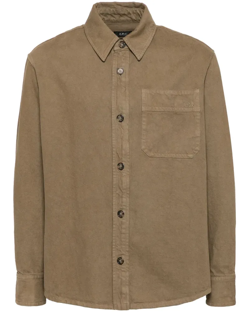 A.P.C. Basile Hemdjacke mit Lochstickerei - Braun Braun