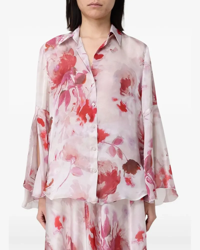 Hanita floral-print bell-sleeve shirt - Nude Nude