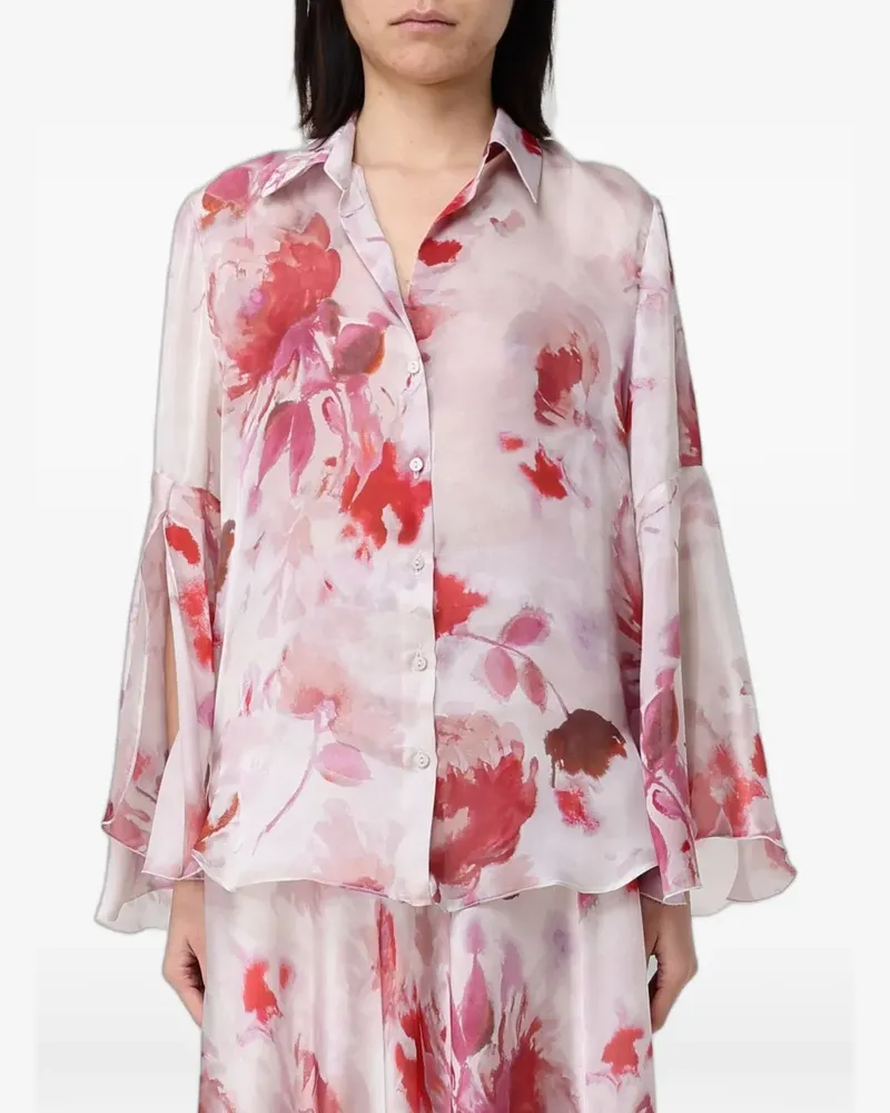Hanita floral-print bell-sleeve shirt - Nude Nude