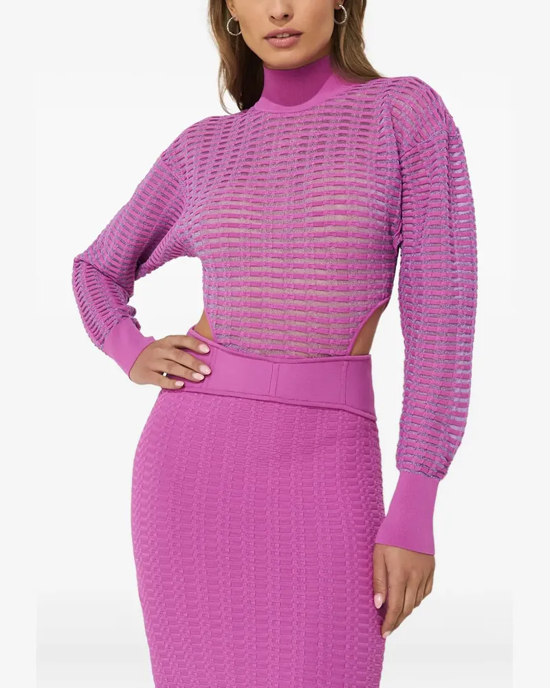 Hervé Léger roll-neck cut-out mini dress - Violett Violett