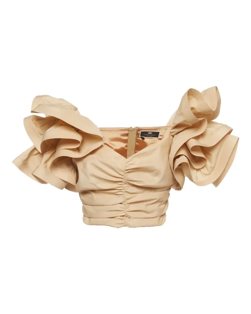 Elisabetta Franchi Cropped-Top mit Rüschen - Nude Nude