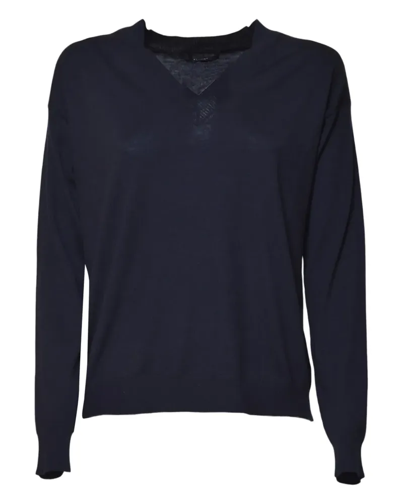 Max Mara Oberteil mit V-Ausschnitt - Blau Blau