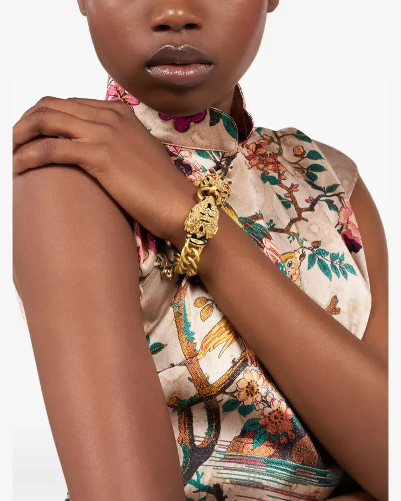 Roberto Cavalli Roar tiger-head chain bracelet - Gold Gold