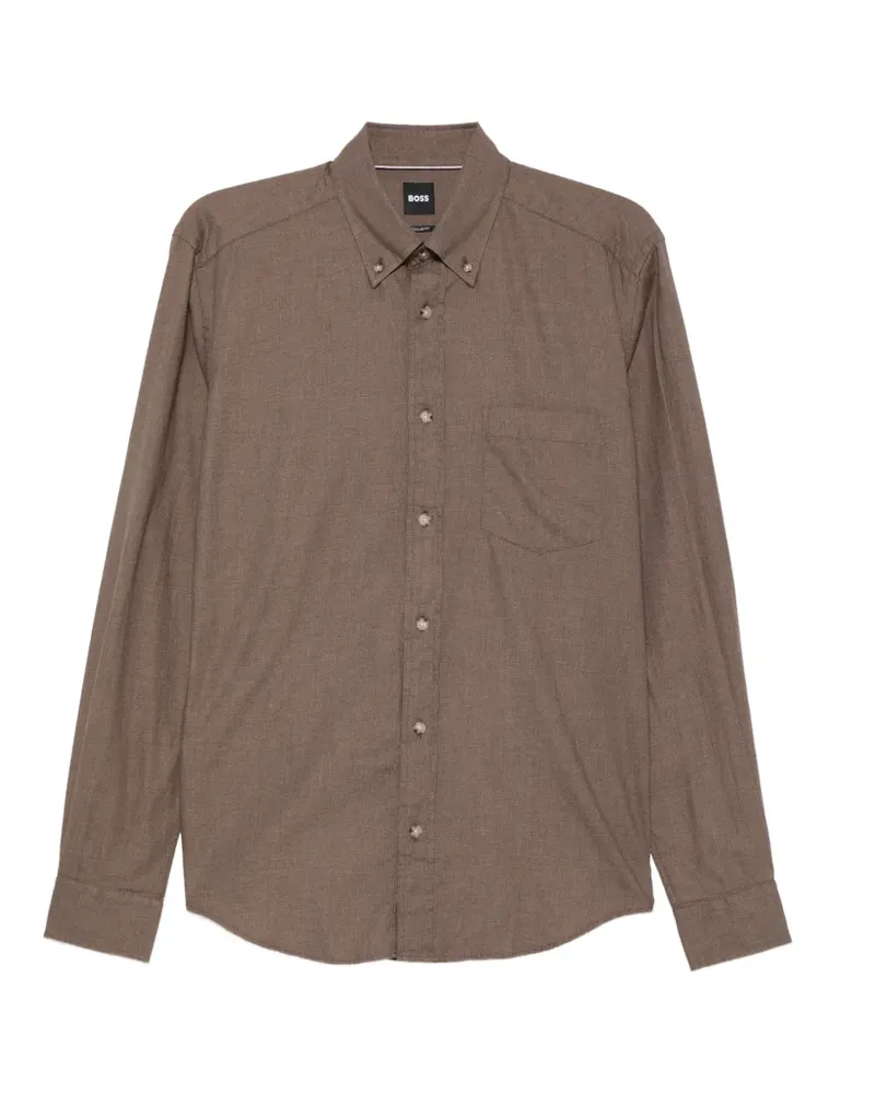 HUGO BOSS button-down collar long-sleeve shirt - Braun Braun