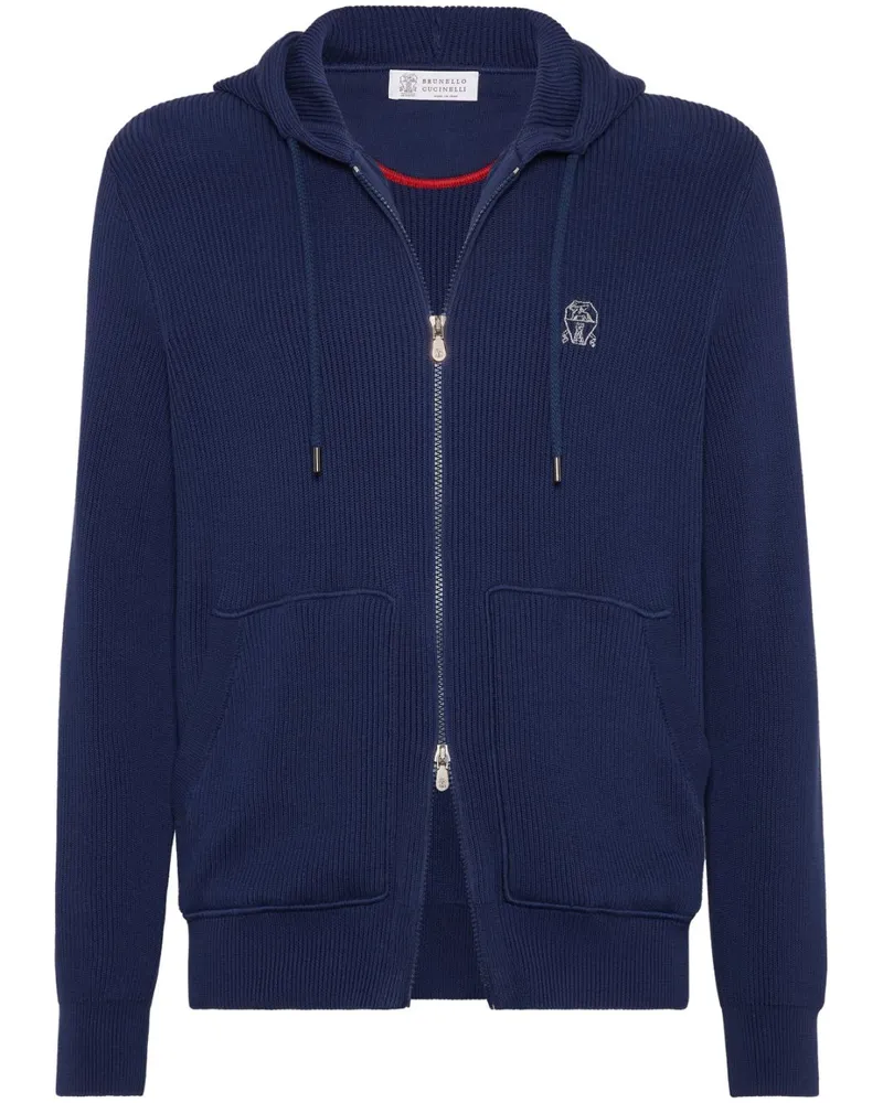 Brunello Cucinelli Gestrickter Hoodie - Blau Blau