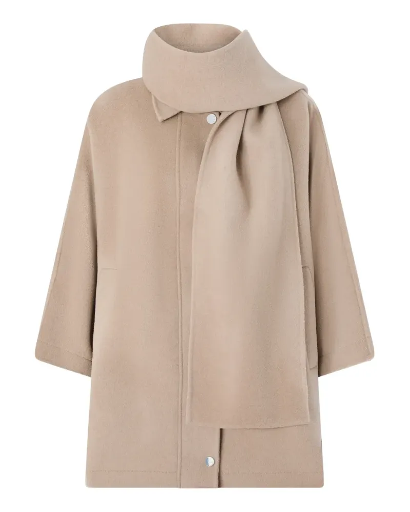 Pinko cape in double-layered wool-blend cloth with scarf - Nude Nude