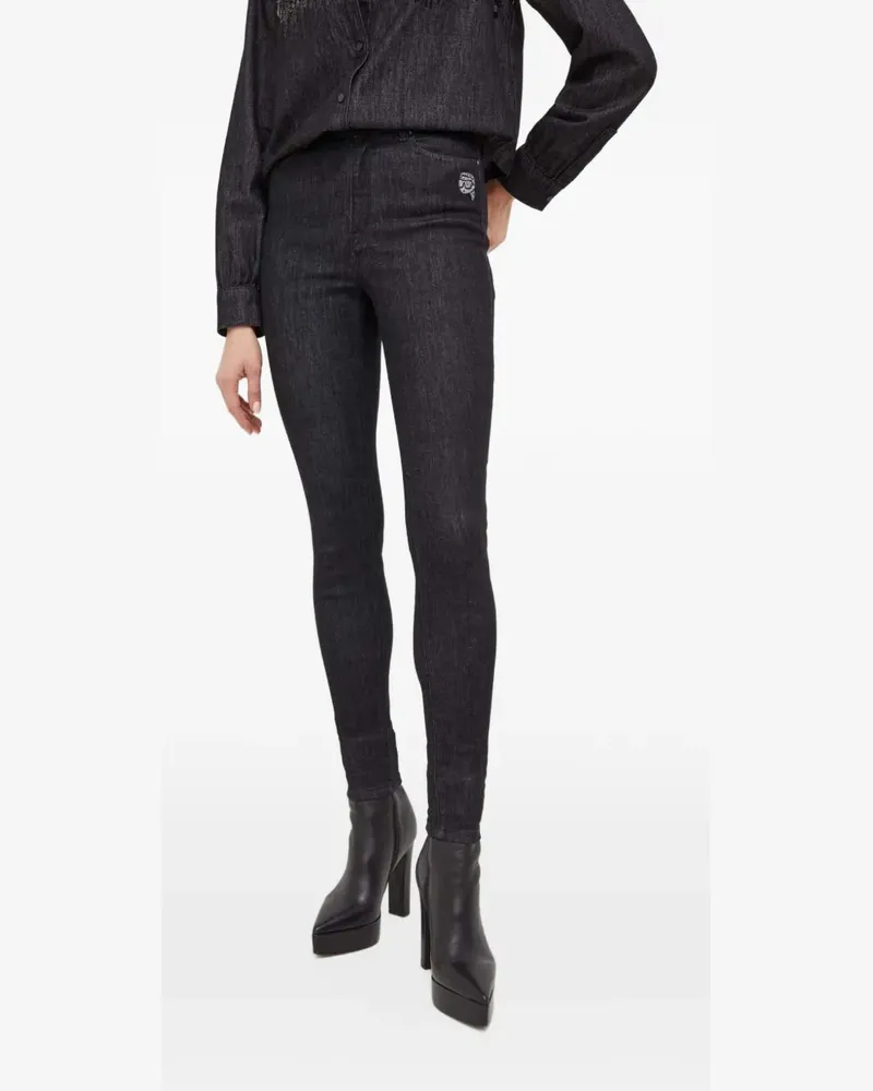 Karl Lagerfeld Ikonik Skinny-Jeans mit Patch - Schwarz Schwarz