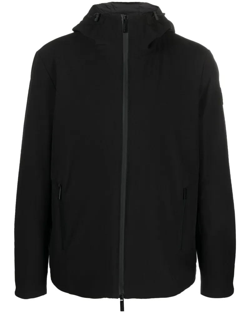 Woolrich Kapuzenjacke mit Logo-Patch - Schwarz Schwarz