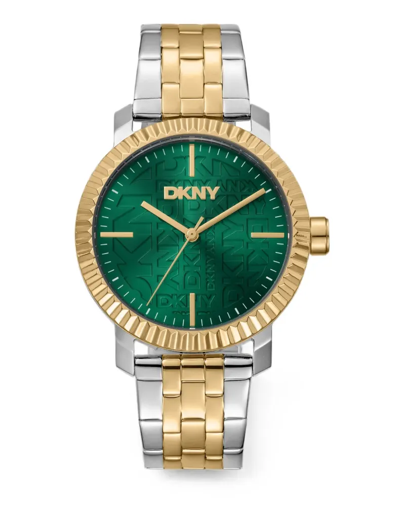 DKNY Armbanduhr mit geriffelter Lünette 36mm - Grün Grün