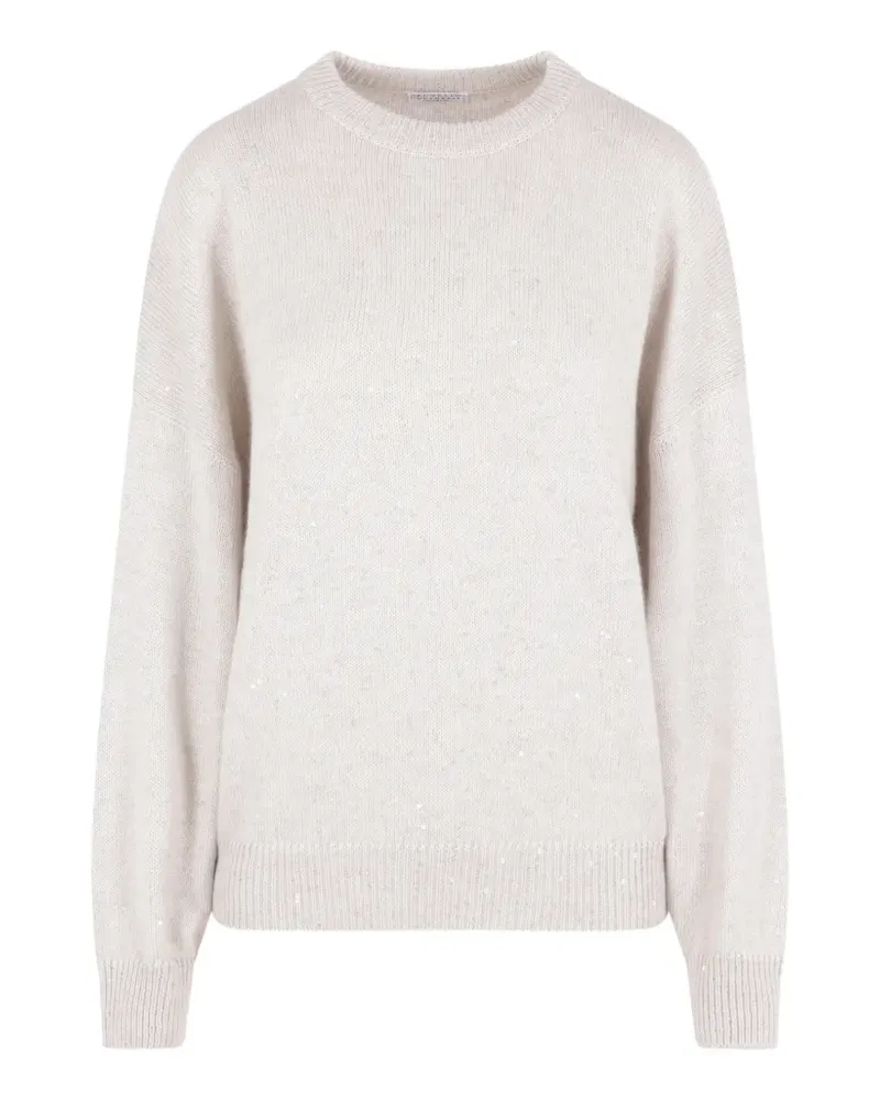 Brunello Cucinelli Paillettenverzierter Pullover mit tiefen Schultern - Nude Nude