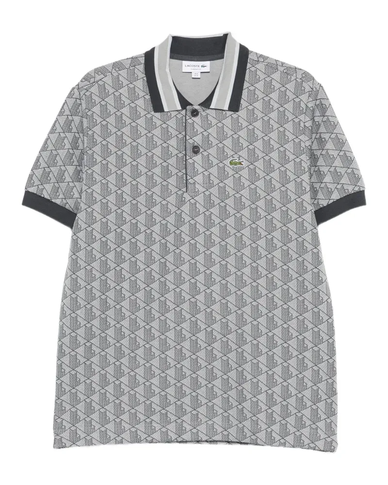 Lacoste monogram-pattern polo shirt - Grau Grau