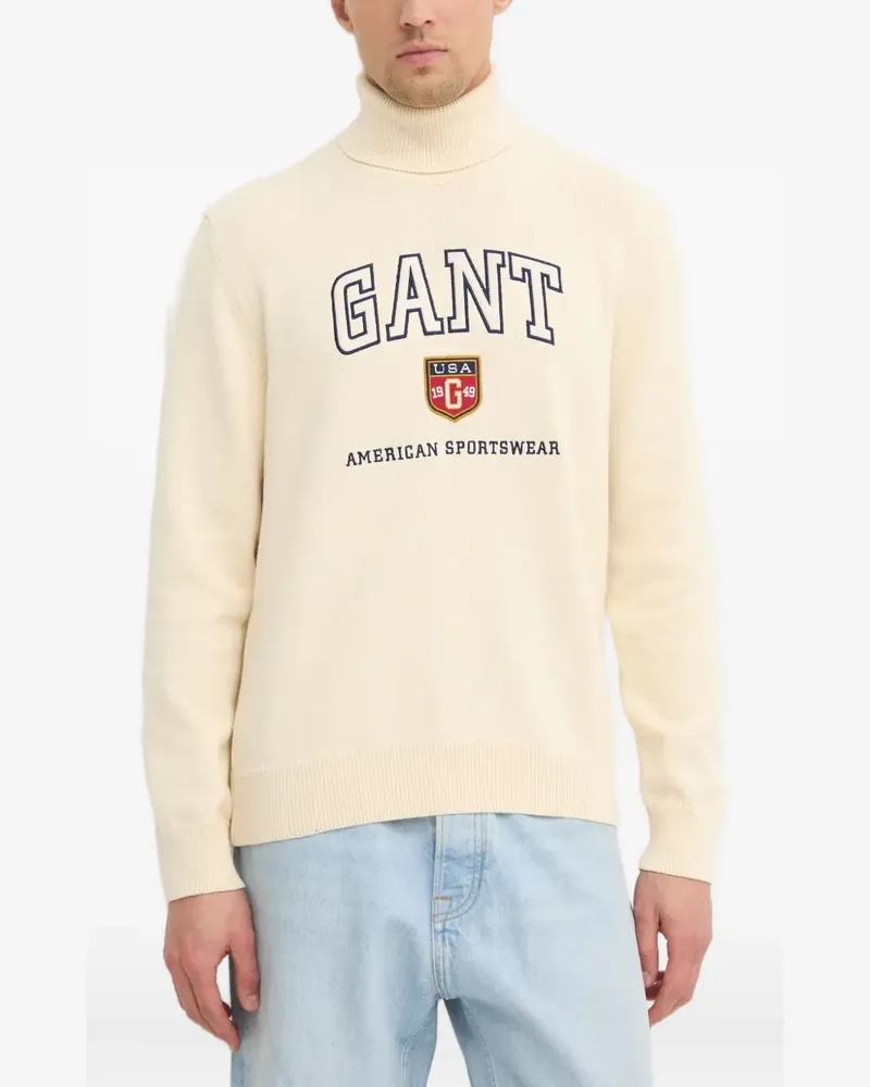 Gant Rollkragenpullover mit Logo - Nude Nude