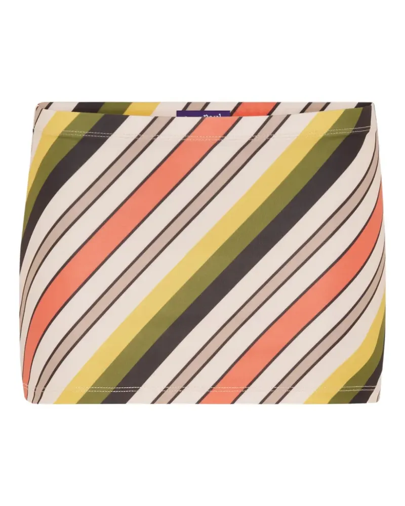 Jean Paul Gaultier Retro Stripe Minirock aus Jersey-Lycra mit Print - Nude Nude