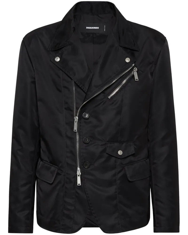 Dsquared2 Bikerjacke aus Satin - Schwarz Schwarz