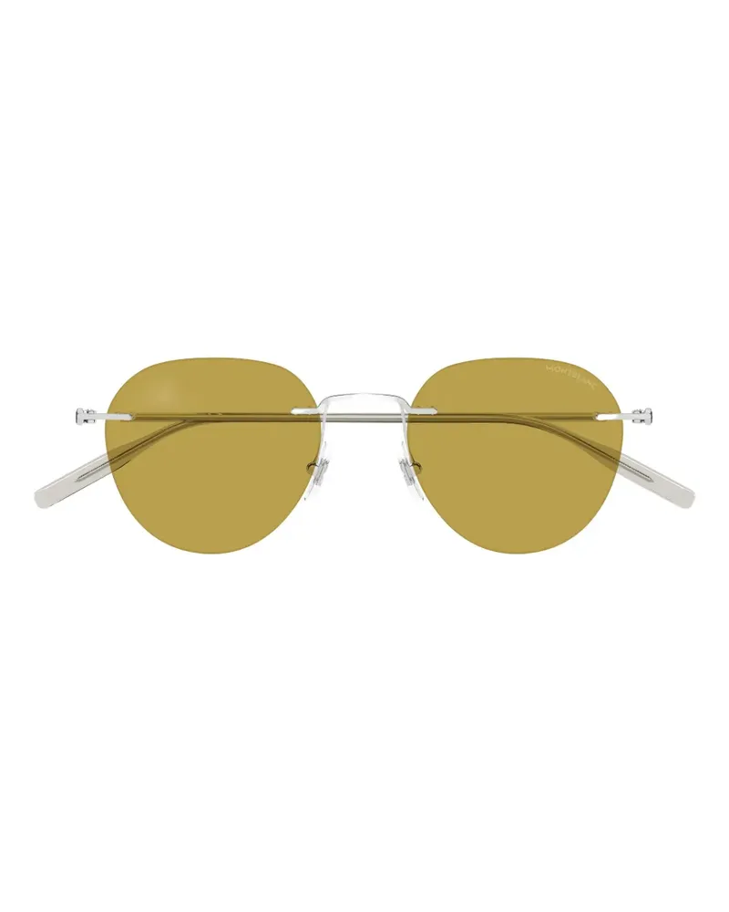 Montblanc Sonnenbrille mit rundem Gestell - Silber Silber