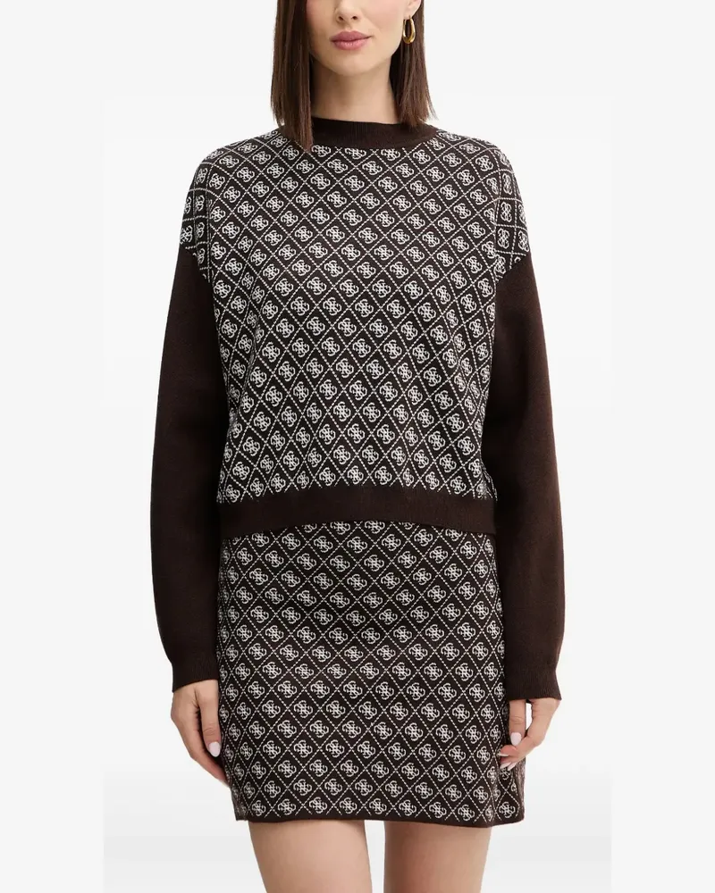 Guess Gemusterter Pullover - Braun Braun