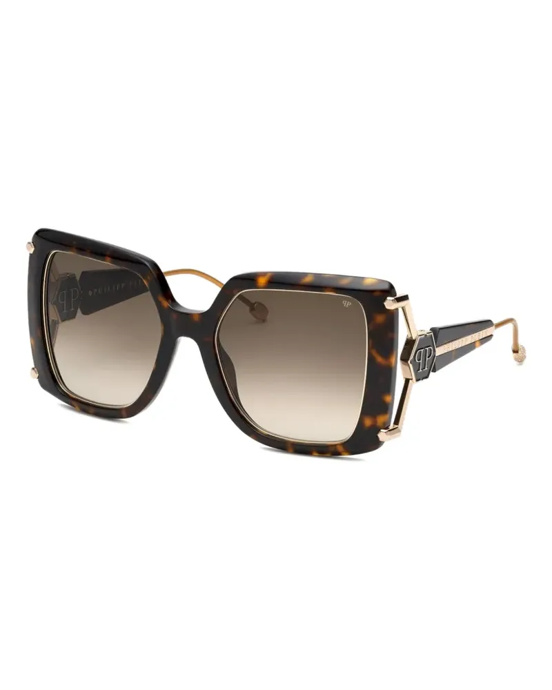 Philipp Plein Plein Queen square-frame tortoiseshell sunglasses - Braun Braun